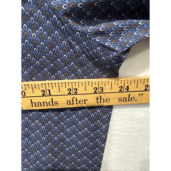 Peter Millar Dess Shirt Mens Large Blue All Over Print‎ Geometric Collection - Picture 4 of 6